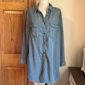 H&M olive green shirt dress, size 12